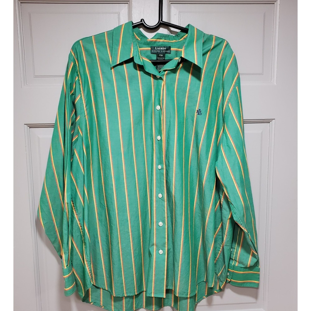Ralph Lauren Lauren Women Blouse Size 22W Classic Country Club Old Money Green